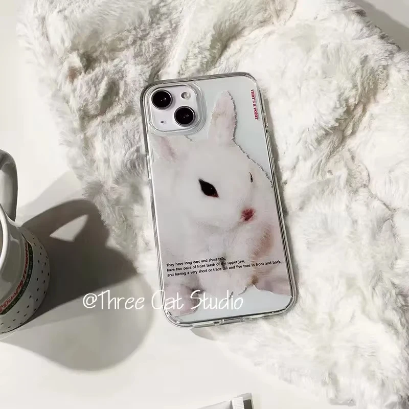 Custodia per telefono coniglio carino cartone animato coreano per iPhone 17 Air 16 Pro Max 15 14 Plus 13 12 Mini 11 Pro Cover posteriore in silicone antiurto