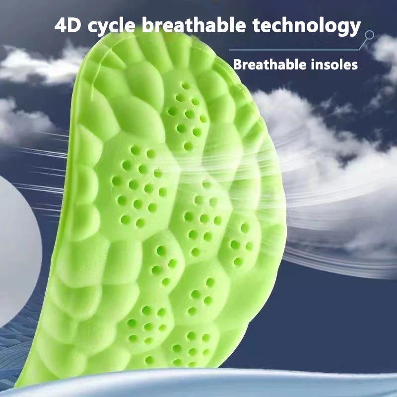 4D Sport Insole Super Soft Shoes Sole Pads for Feet Shock Absorption Baskets Shoe Sole Arch Support Orthopedic Inserts