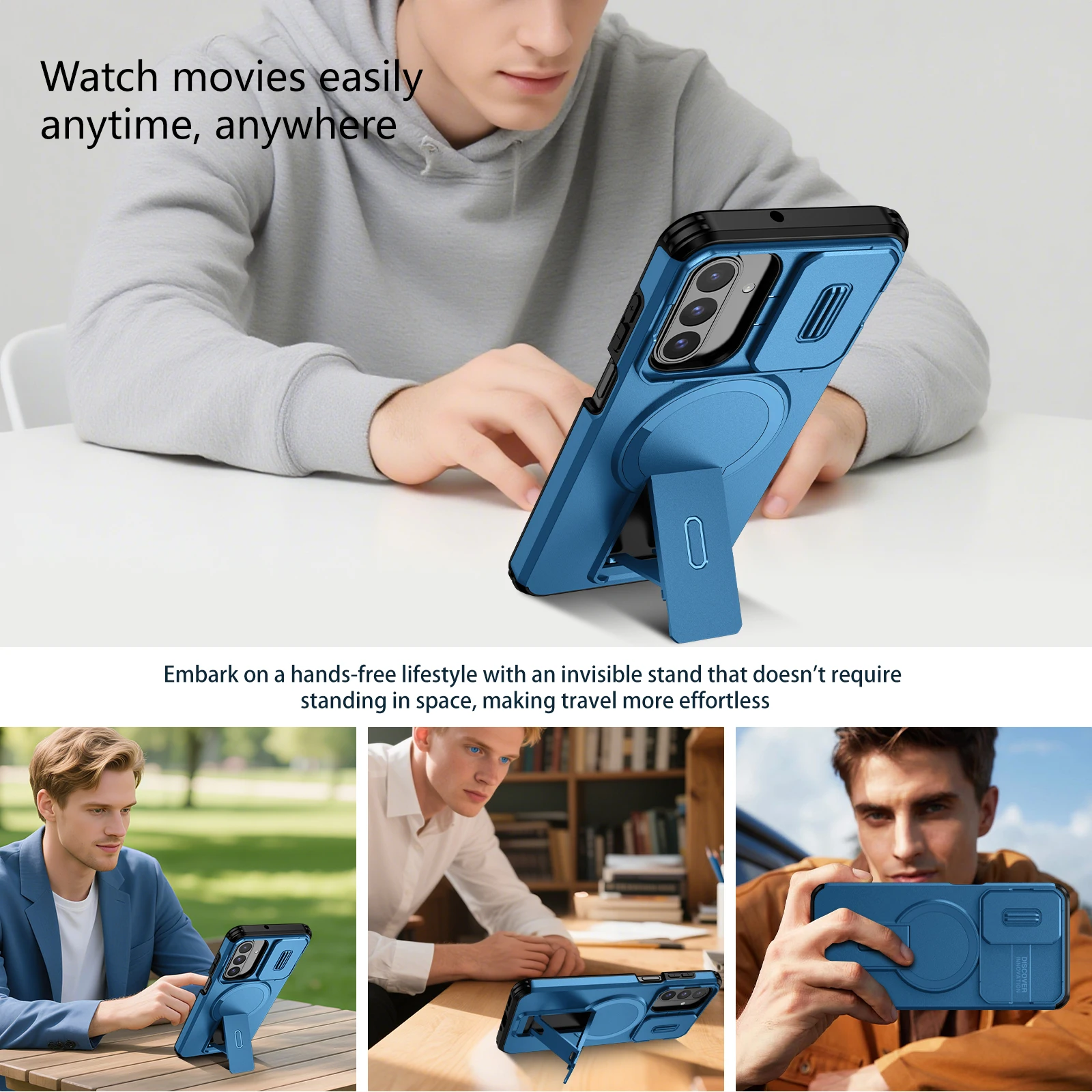 

For Magsafe Stand Invisible Hard Case for Samsung Galaxy A17 5G S25 FE A56 A26 A36 A16 S24 Ultra S25 Plus