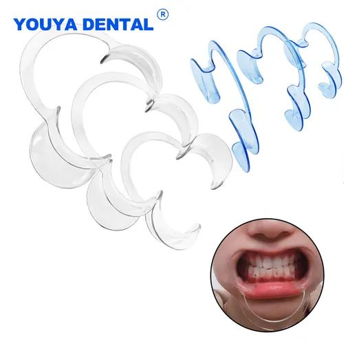 Retractor de mejillas en forma de C, abridor de boca de plástico transparente, Retractor de mejillas y labios, esparcidor de dentista grande/mediano/pequeño, ortodoncia