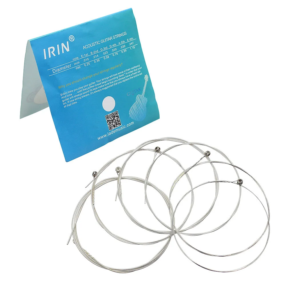 IRIN A104 Acoustic Guitar Strings 6Pcs/Set Copper Alloy Silver Plated String Guitar Parts Replacement 0.010-0.047