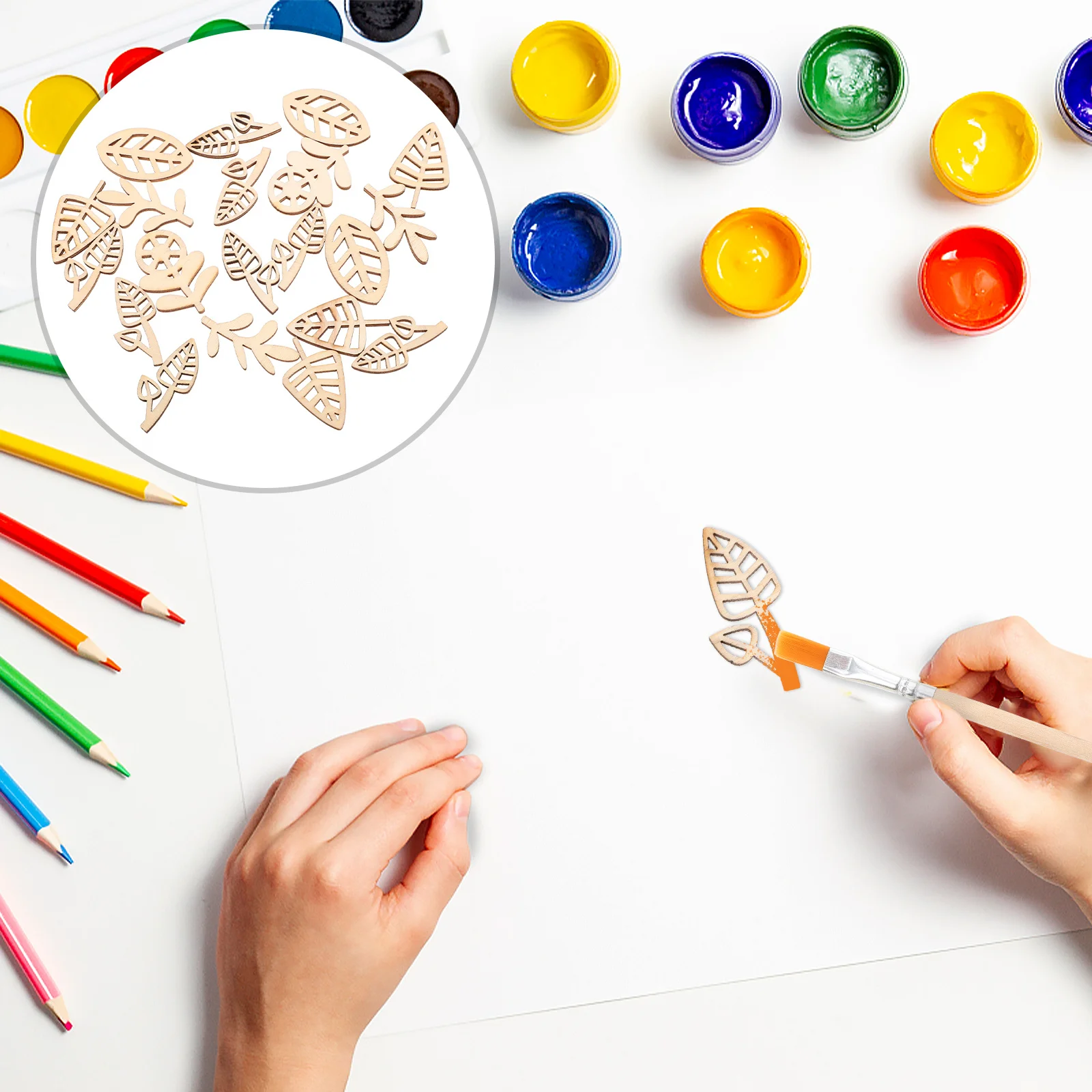 ชิ้นไม้ดีไซน์ 100 ชิ้น ไม้ธรรมชาติแบบไม่ผ่านการตกแต่ง สำหรับเด็ก งาน DIY ระบายสี วาดภาพ งานฝีมือ แขวนผนัง ของตกแต่งบ้าน