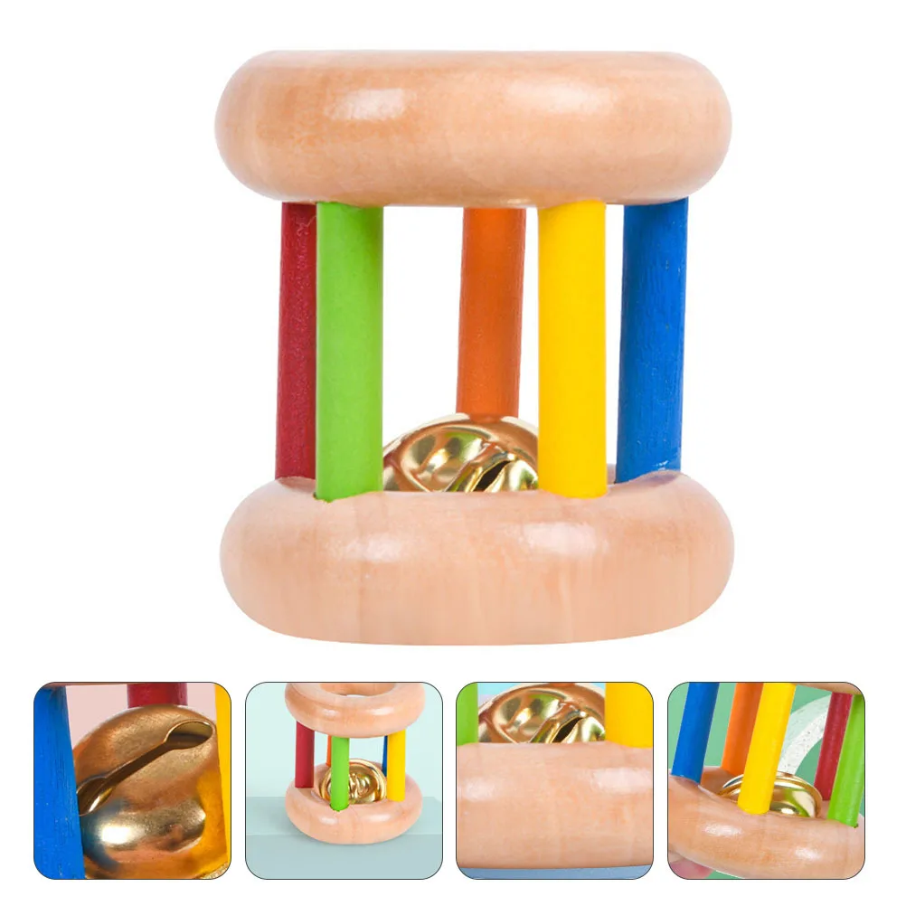 Chocalho colorido de madeira para bebês, treinamento de coordenação mão-olho, brinquedo educacional musical, desenvolvimento auditivo infantil, 1 peça