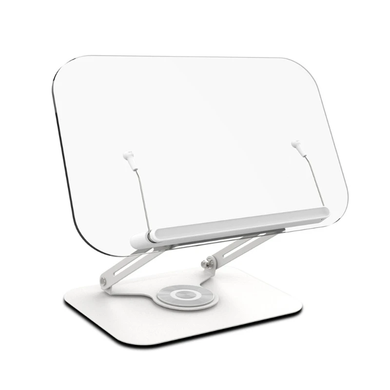 Adjustable Acrylic Book Stand, 360 Degree Rotatable Base Optional for Tablets Laptops and Cookbooks Folding Holder 87HC