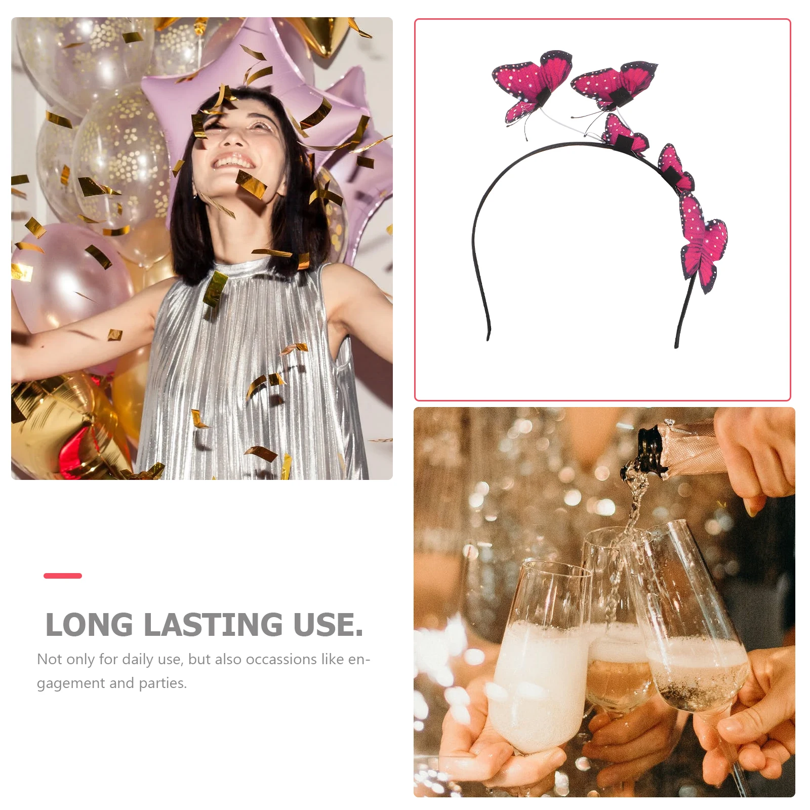 

Butterfly Hair Hoop Durable Color Random Style Accessory for Girl Women Hair Band Elegant Headpiece Hairstyling Tool