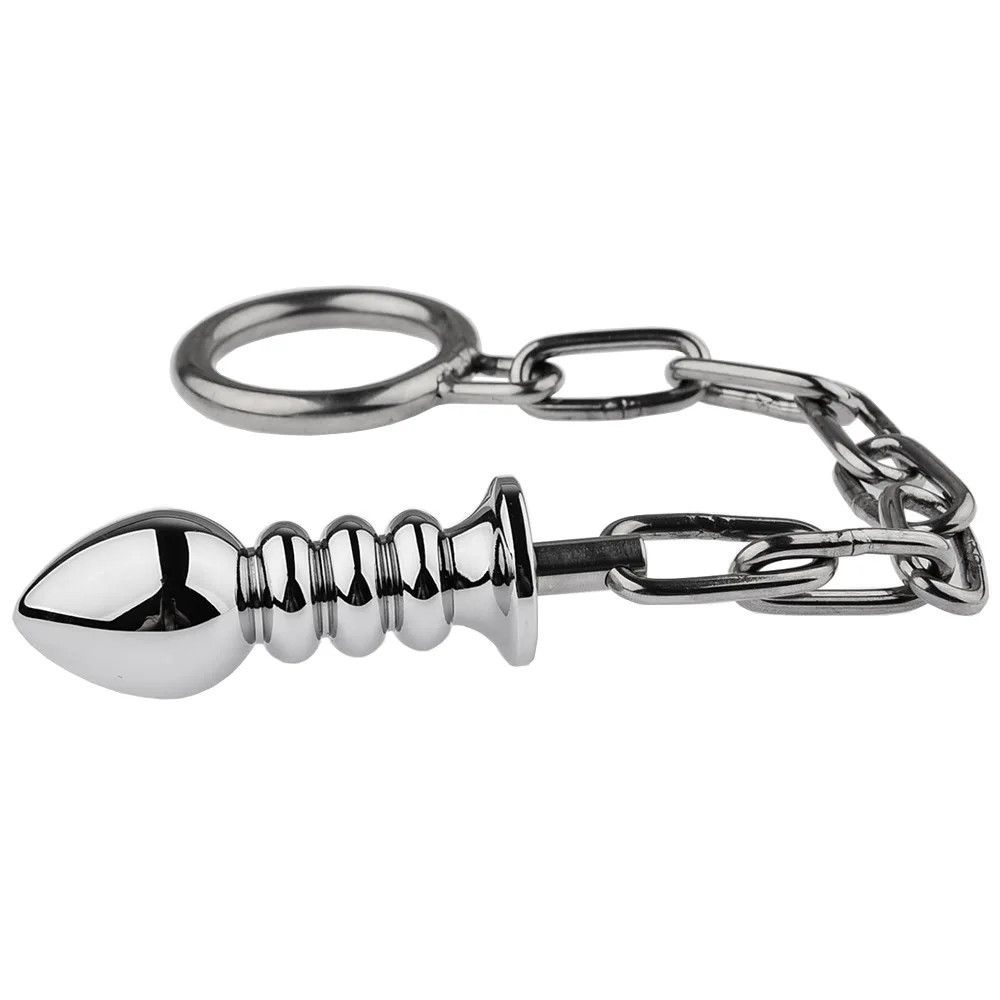 Aldult Metal Sex Toy Anal Plug with Chain Vagina Prostate Massager Butt Plug SM Adult Porn for Men Penis Ring Penis Exercise