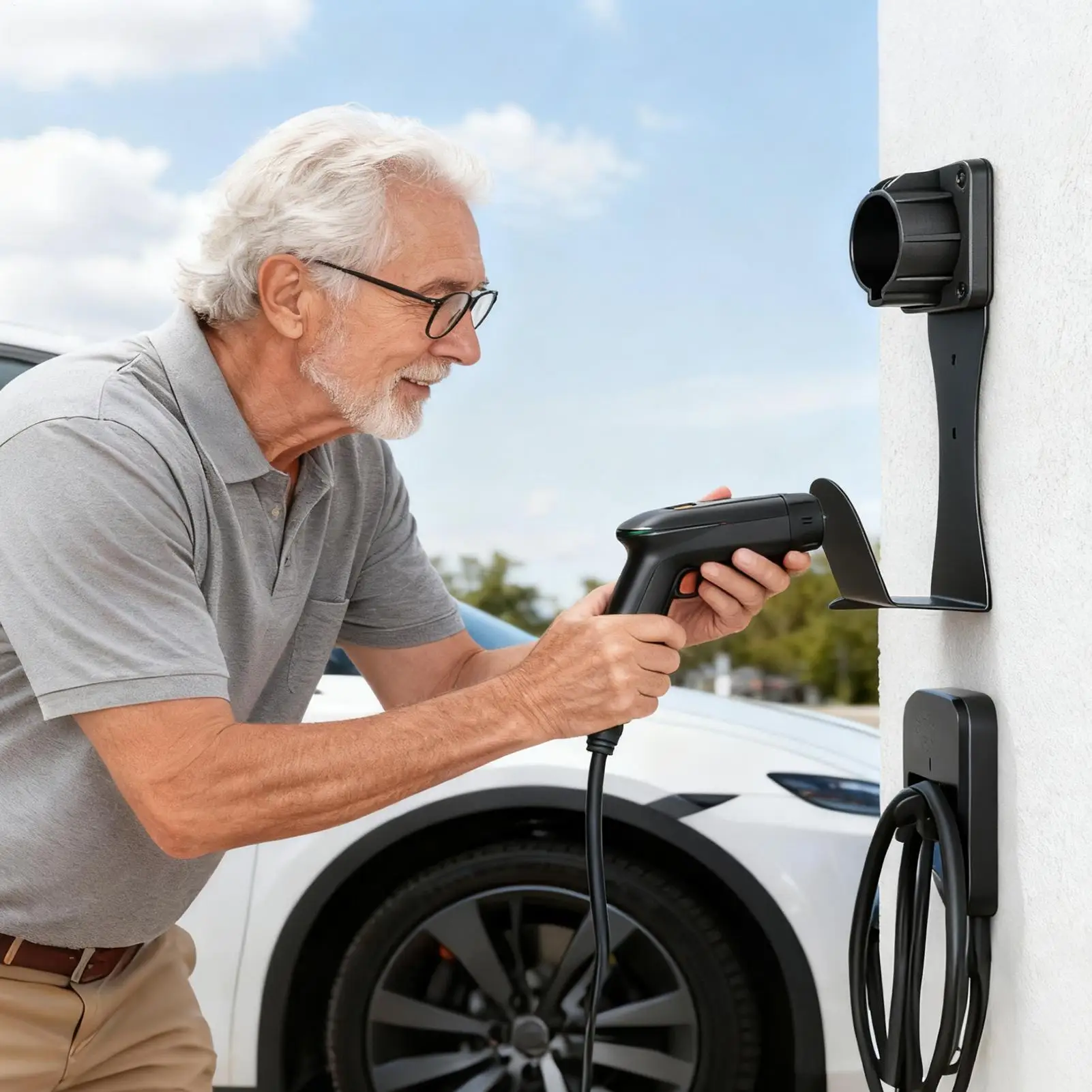 EV充電ケーブルホルダー 壁掛け式EV充電器スタンド ステンレススチール製充電ケーブルオーガナイザー 家庭用 キャンプ用 日常用