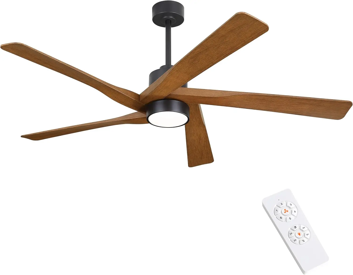 

54" ABS DC Ceiling Fan with Lights, 5 Blade ABS Plastic Ceiling Fan with Remote, 6-Speed Reversible DC Motor, LED Ceiling Fan fo