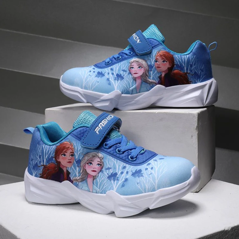 

Disney Frozen Girls' Shoes Princess Elsa Children's Sports Shoes Soft Sole Spring Autumn Fashion Pink Blue Shoes Size 25-36