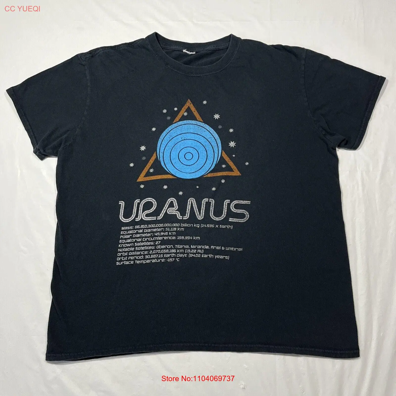 Uranus Planet Facts T-shirt Black Size XL