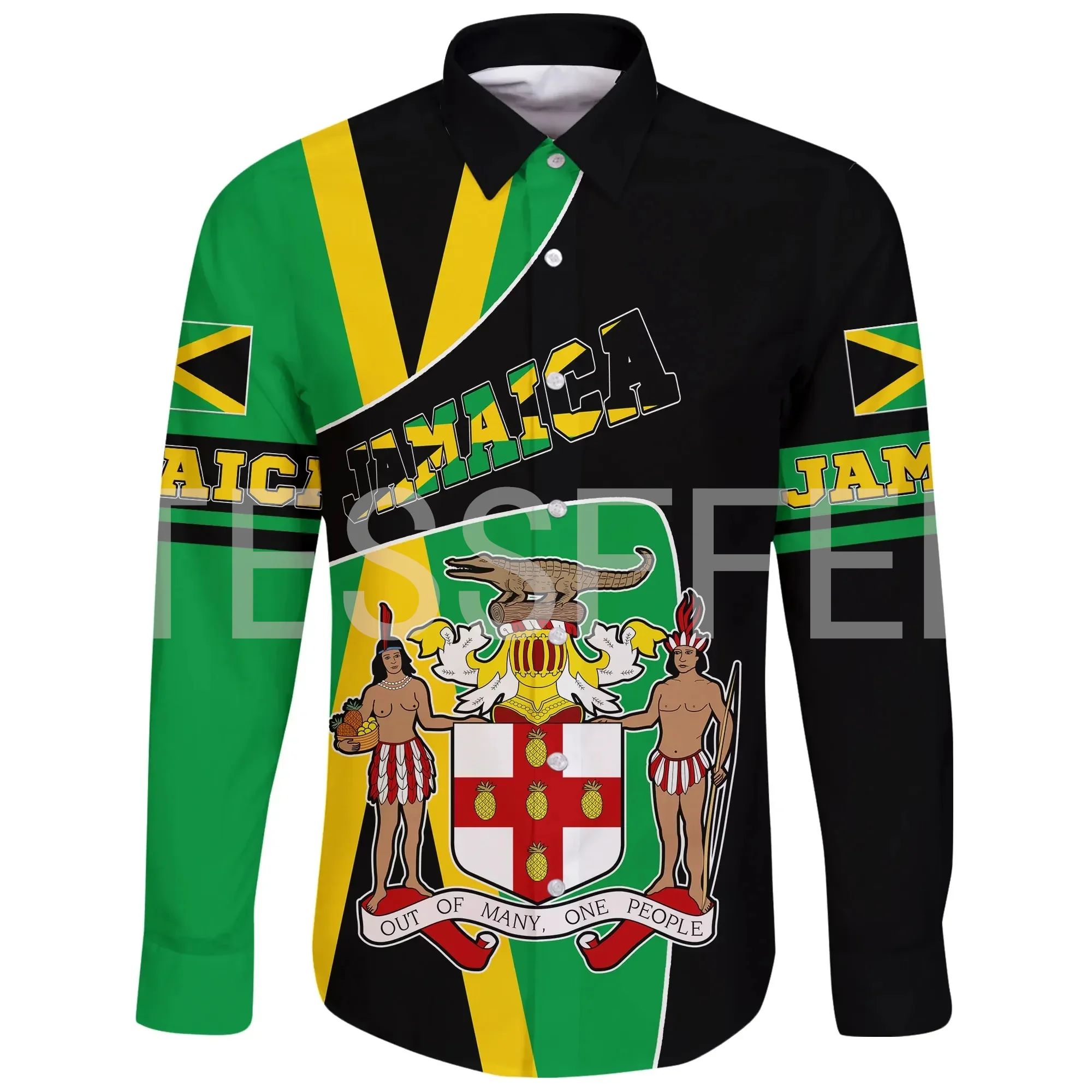 Czarna historia afryka flaga kraju Jamaica Ghana Retro Vintage Casual Harajuku guzik koszule kołnierzykowe 3DPrint letnie długie rękawy T