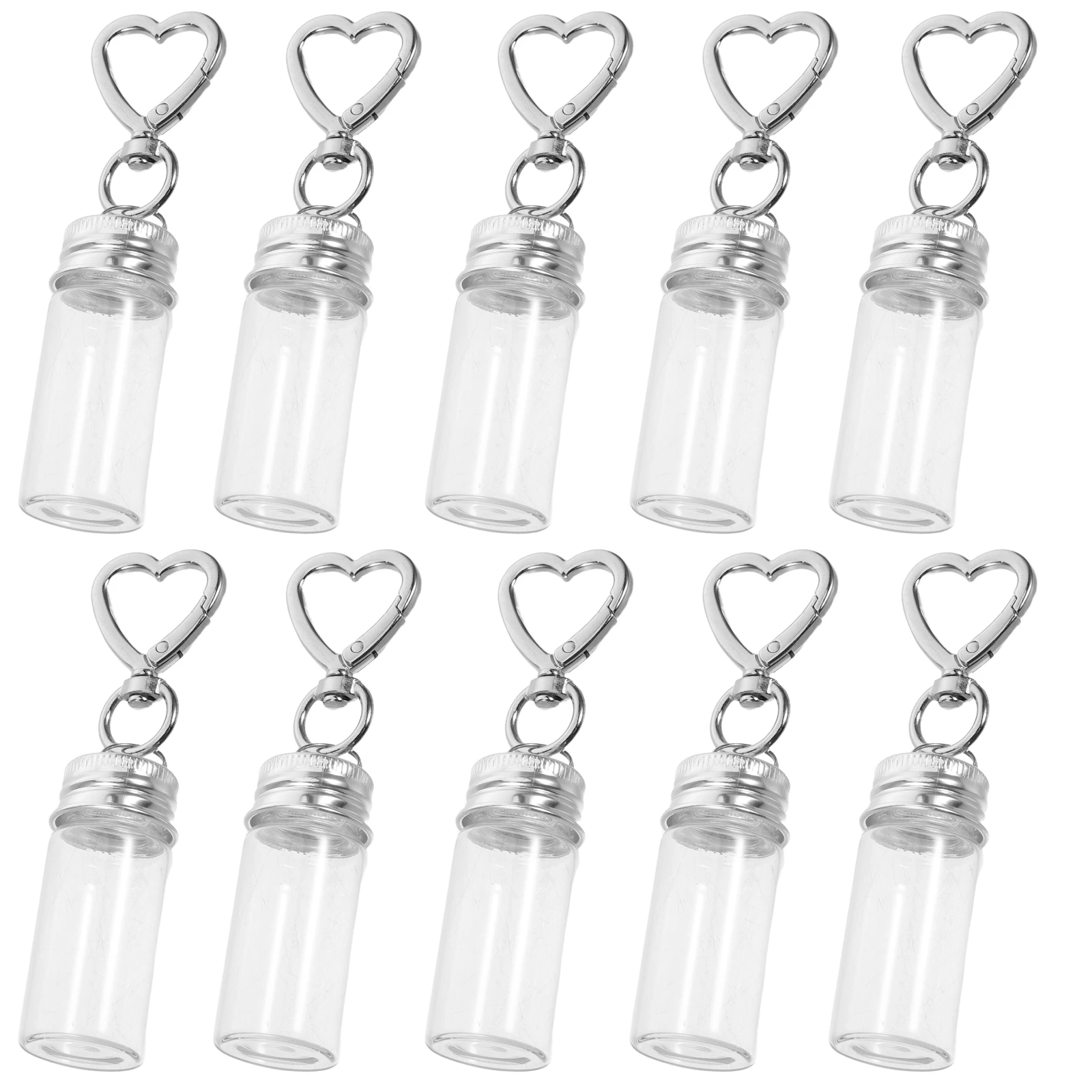 

10Pcs Mini Glass Wishing Vials 7ml Clear Bottle Keychains Reusable DIY Charm Containers Travel Small Message Bottles Wedding