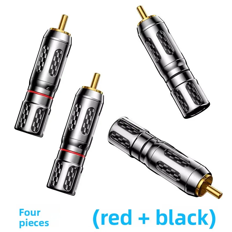RA-004 hollow tellurium copper gold-plated RCA lotus self-locking welding audio cable plug coaxial signal connector