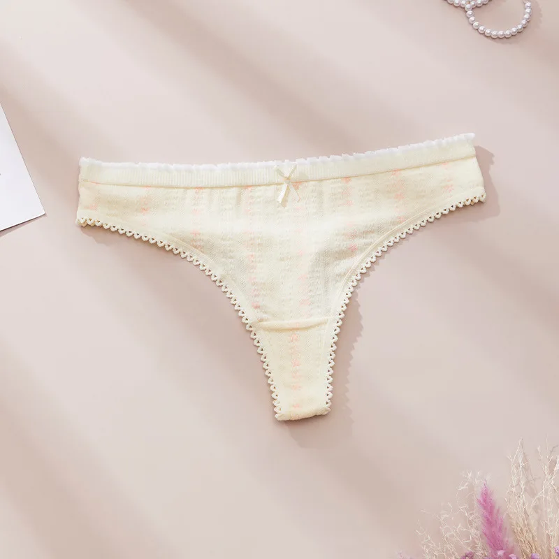 

Женские трусики-стринги с милым цветочным принтом, хлопковые, мягкие, для весны и лета, с бантом, женское нижнее белье, танга, интимные товары для женщин