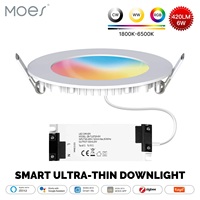 MOES ZigBee Downlight TuyaUltra thin tube lamp Spot Lamp 6W RGB Change Warm Cool Light Work with Alexa Google Home Smart Life