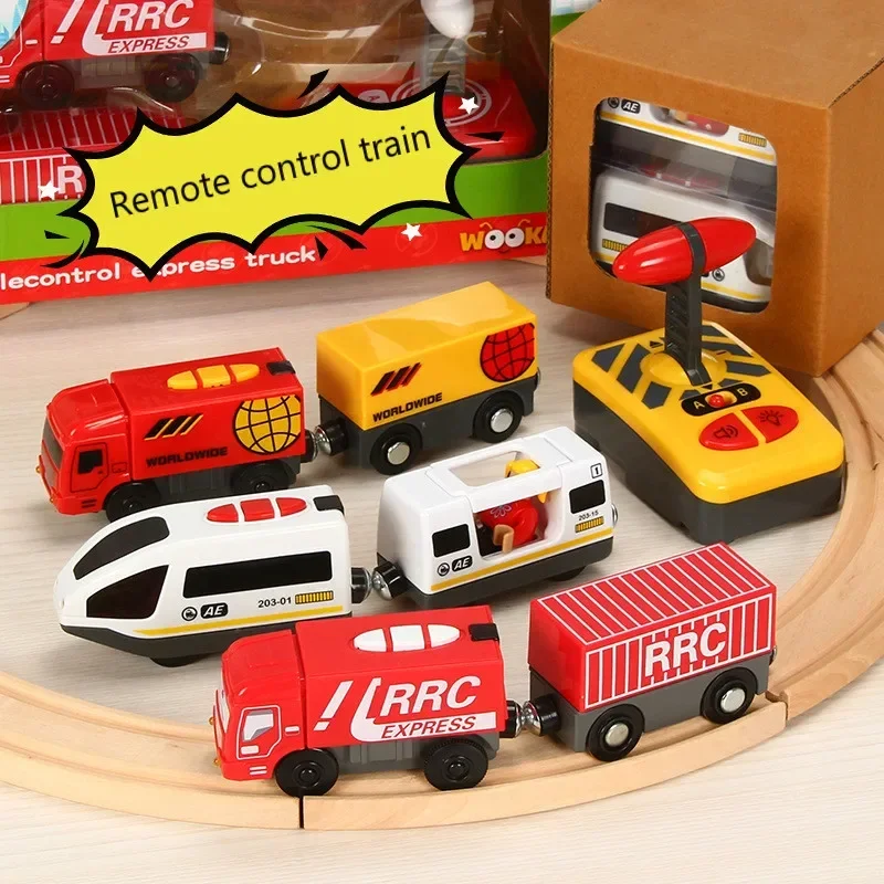 Kids Car Diecast Slot Toy Fit for Standard Wooden Train Track Railway Battery Christmas Set RC Electric Train Set Toys