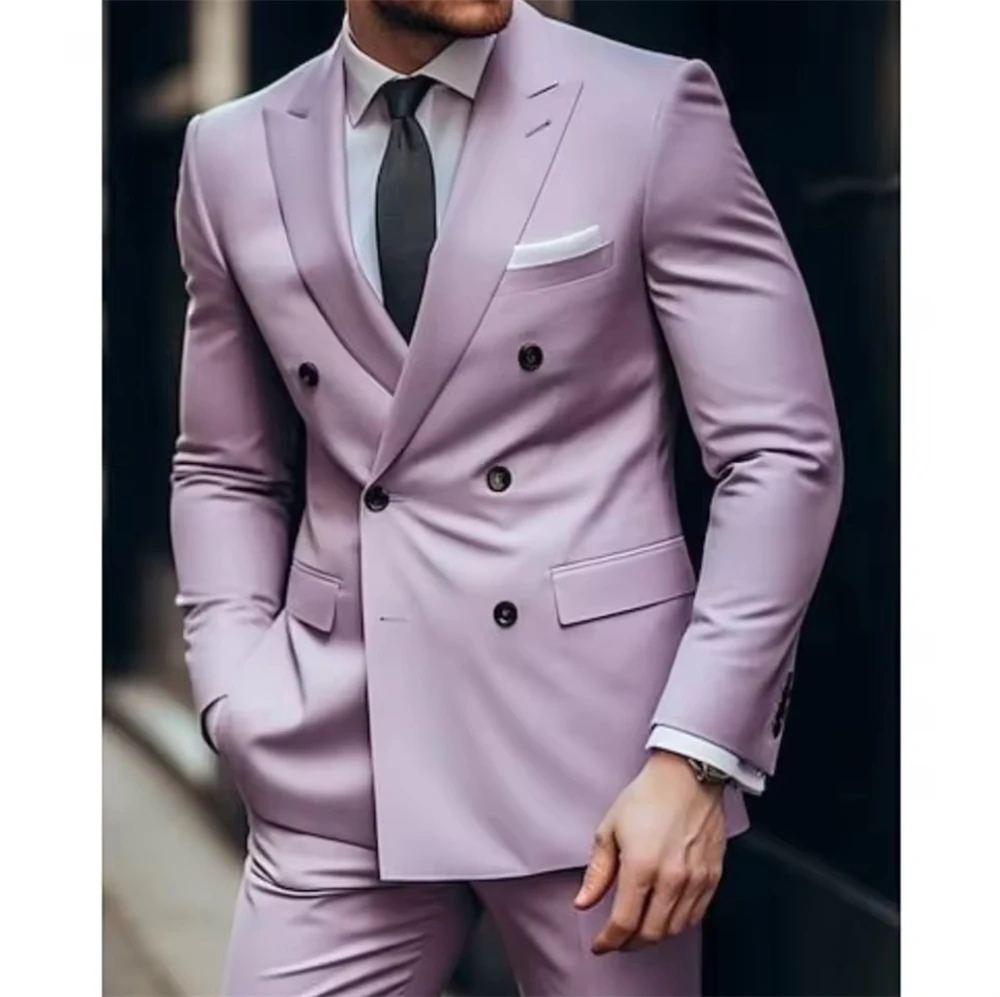 

Мужской костюм сиреневого цвета, однотонный, 2 предмета, для свадьбы, повседневной носки, деловой, формальный, приталенный, двубортный, на 6 пуговиц (пиджак + брюки)