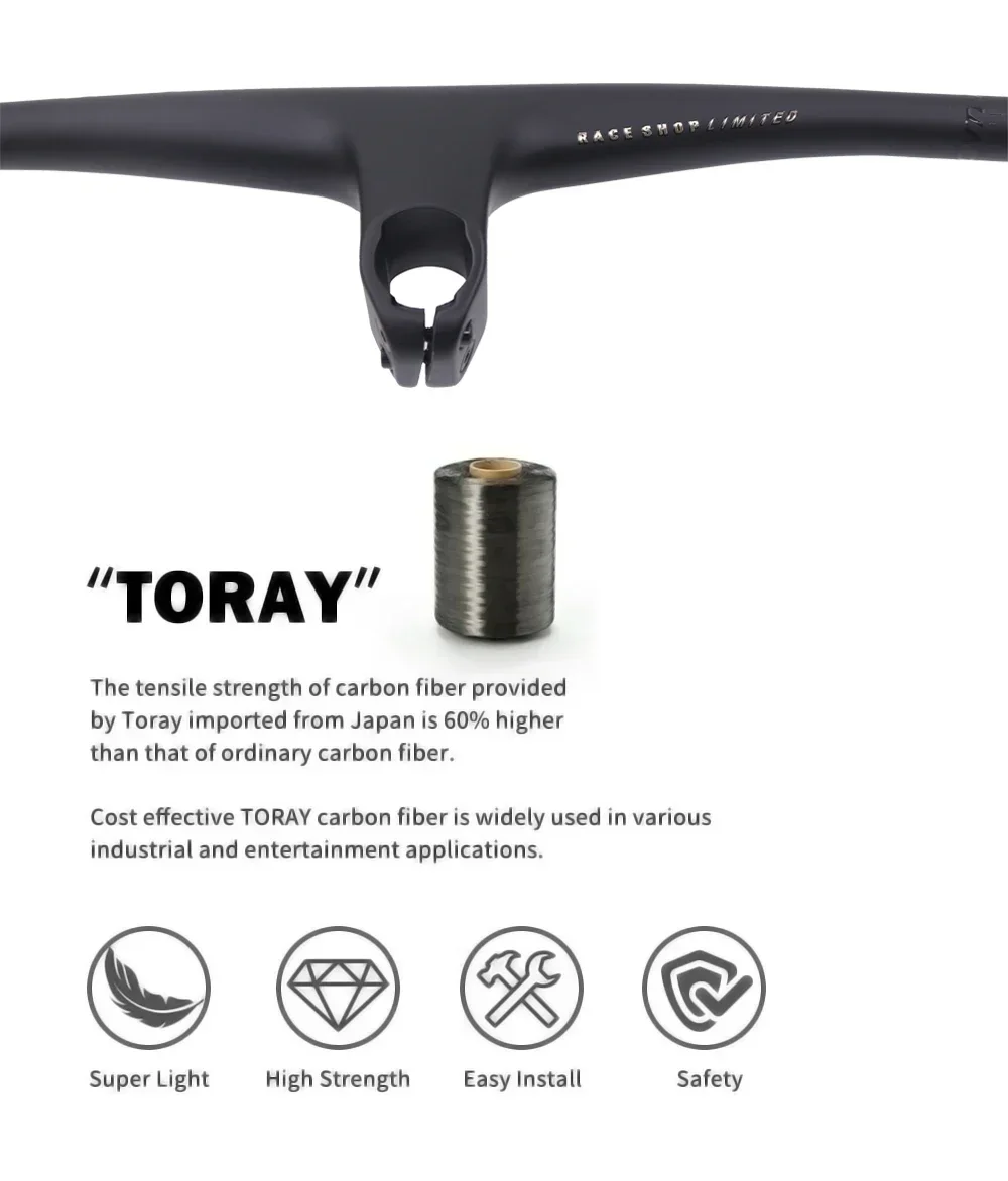 MTB-Fahrrad RSL Integrierter Lenker Carbon MTB-Lenker Carbonlenker, 28,6 mm, Vorbau 70 80 90 mm, 700-800 mm XC Trail, -13 ° Stiel – Detail 3