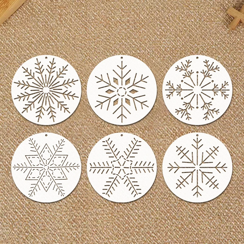 6pcs Sashiko Snowflake Embroidery Template Set