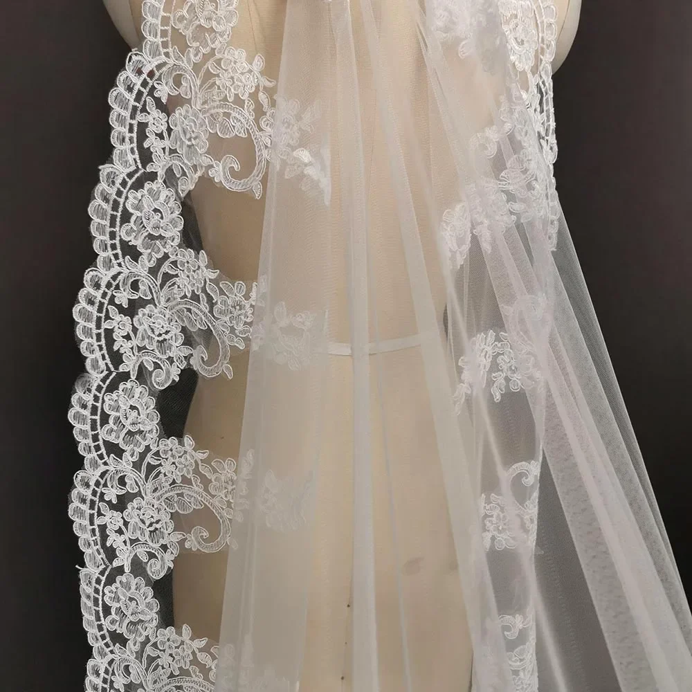 Voile de mariage cathédrale avec peigne, tulle doux, voile blanc ivoire pour patients, accessoires de mariage, 3 mètres de long, 10 pieds de long, vraies photos