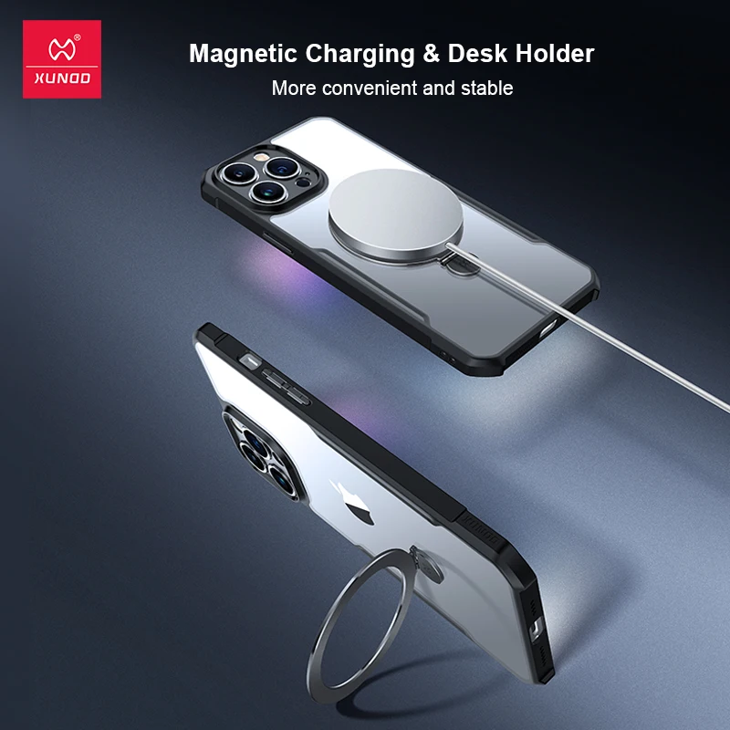 Xundd Fall Für iPhone 14 Pro Max Für iPhone 12 13 Pro 14 Plus Magnetischer Halter Fall Für Drahtlose Aufladen airbag Stoßfest Shell