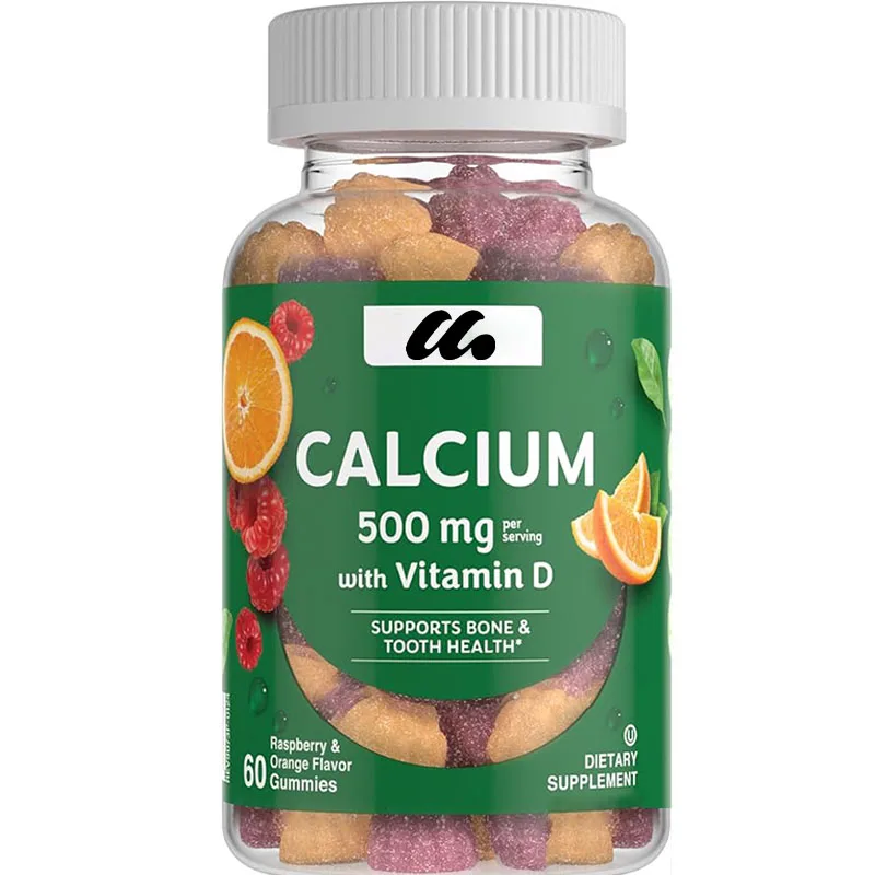 

Calcium rich Vitamin D3- Raspberry and Orange flavored Calcium Vitamin D Gummies, Vitamin D Calcium Gummies, 60 capsules