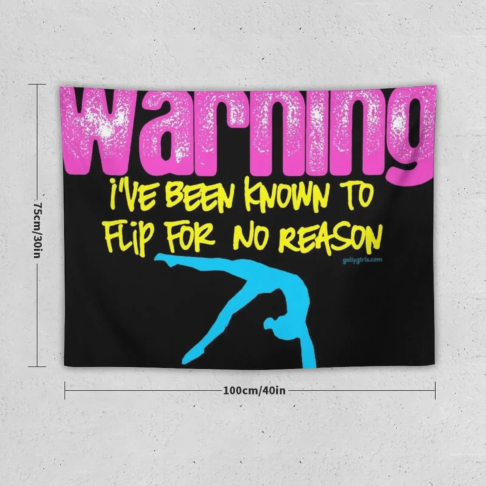 Gymnastics - Warning I have been known to flip for no reason Tapestry Wallpaper Bedroom Kawaii Room Decor Tapestry