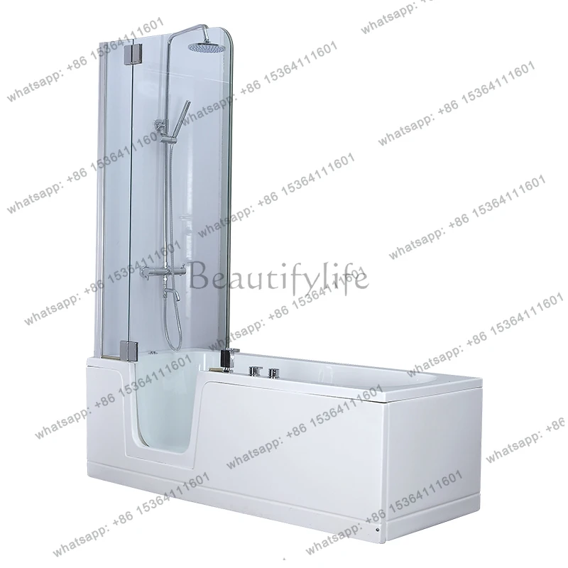 Modern Shape Cheap Acrylic Walk  Bathtub Adult Soaking Shower Space Saver