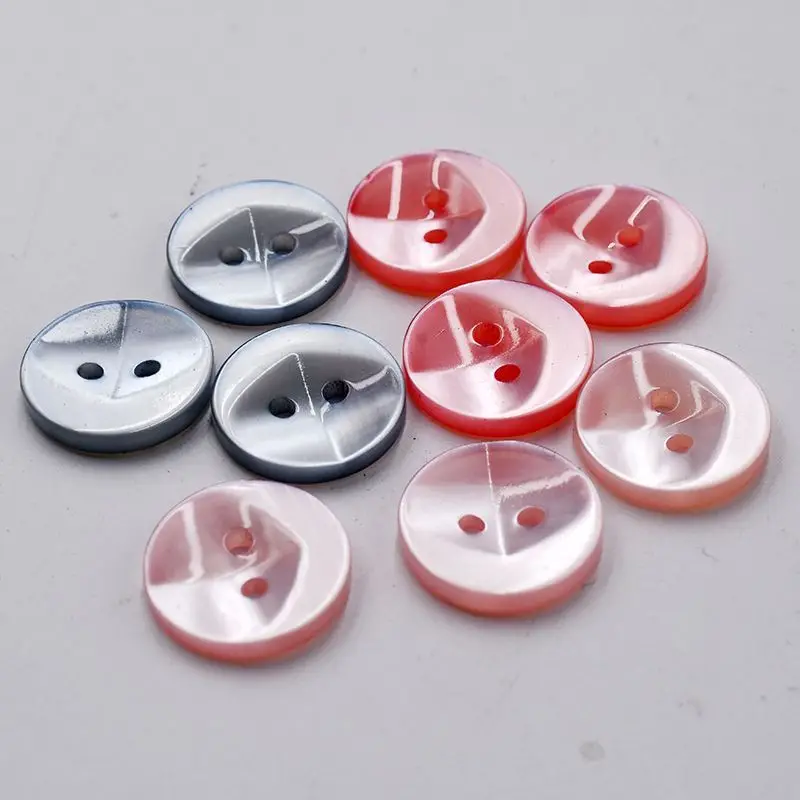 Colored pearlescent cardigan buttons, round chiffon shirt buttons, two-eye decorative buttons, resin clothing