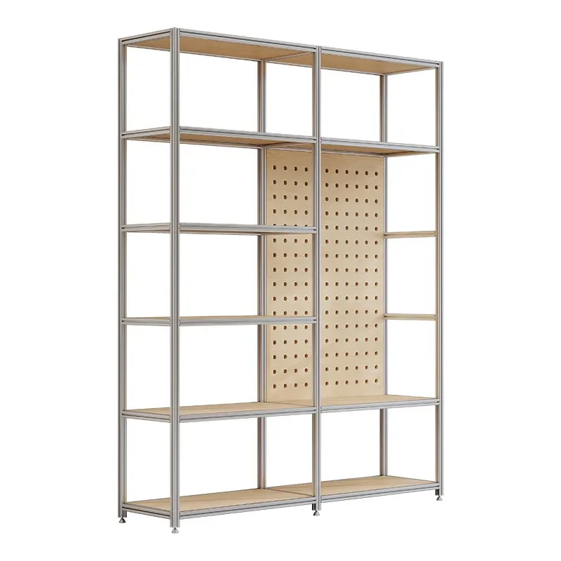 

Industrial wind aluminum profile multi-layer baffle rack toolbox display stand