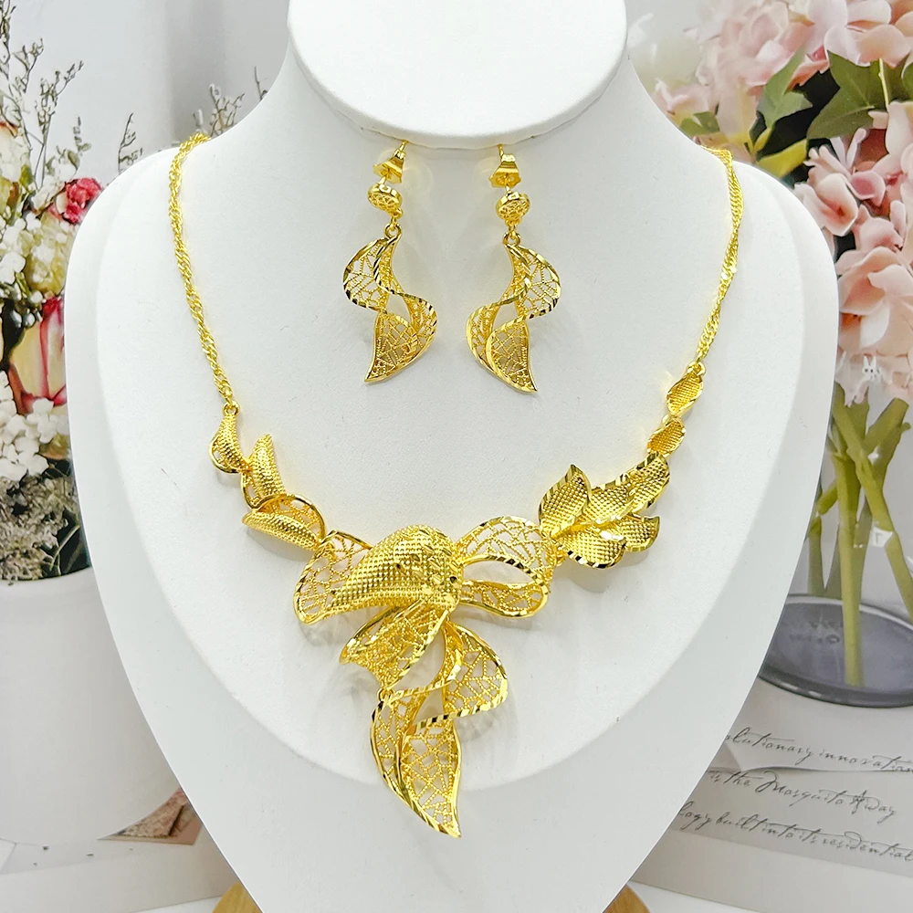 

Middle East Women's Flower Earrings Necklace Earrings Indian Bride New Jewelry Sets Birthday Engagement Bridal Daily Anniversary