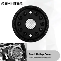 Motorcycle Front Pulley Guard Driver Engine Cover Matte Black For Harley Sportster XL 883 1200 72 48 Forty Eight Custom 2004-21