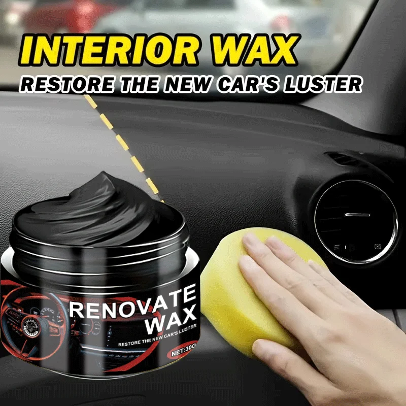 Black Universal Car Wax Paste: Dashboard Nano Crystal Coating, Interior Shine, Tire Protection & Oxidation Removal