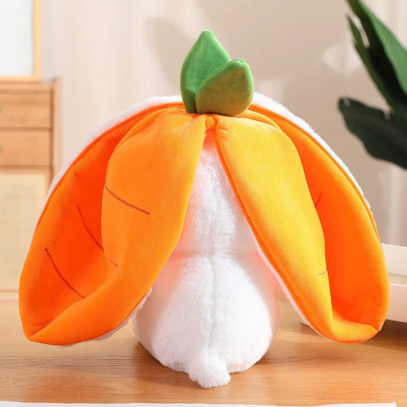 Cute Strawberry Radish Rabbit Transforming Rabbit Plush Toys Radish Pillow White Rabbit Doll Toy Children's Birthday Gift