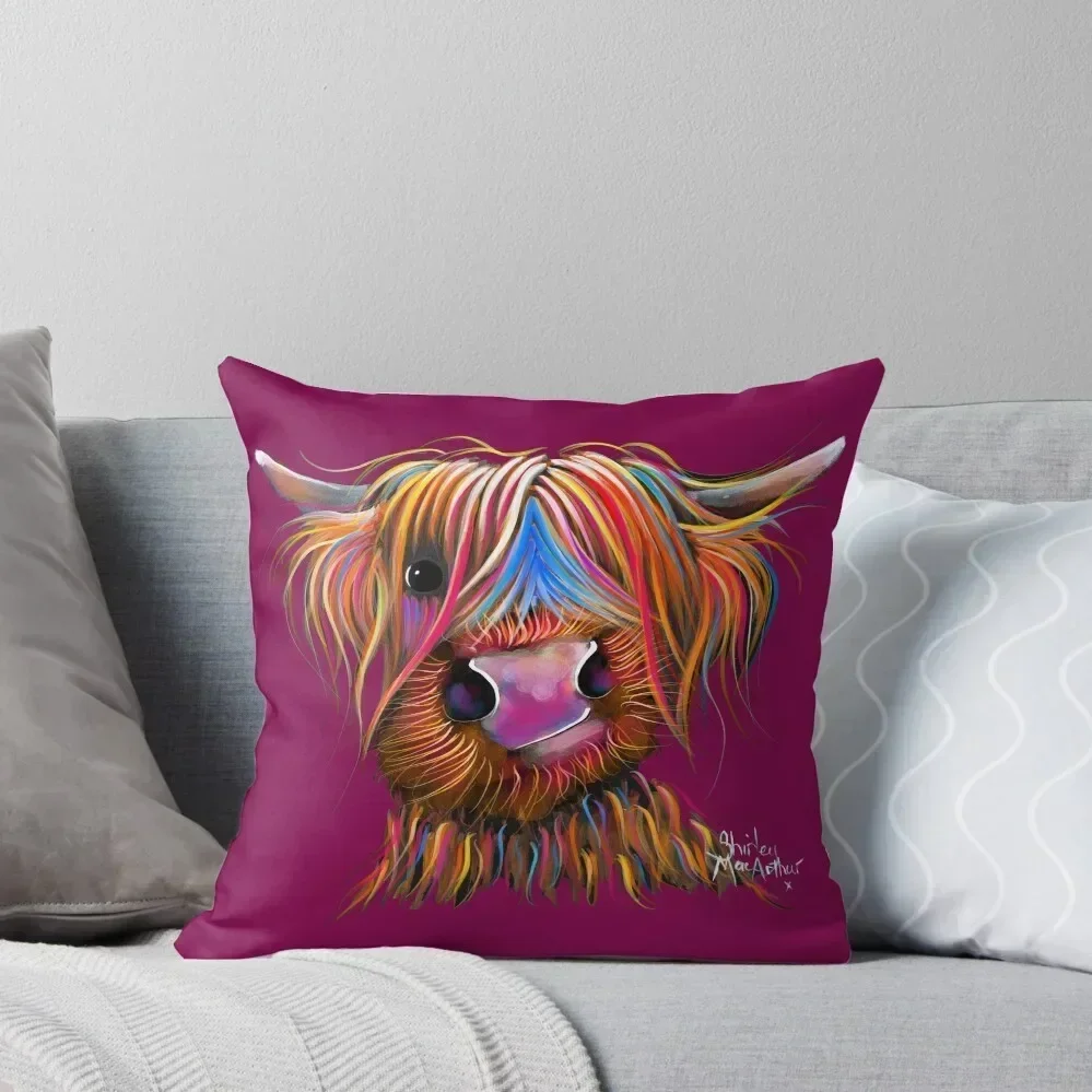 

CoW PRiNT SCoTTiSH HiGHLaND ' BRuCe oN MaGeNTa ' BY SHiRLeY MacARTHuR Throw Pillow Sofa Decorative Covers pillow