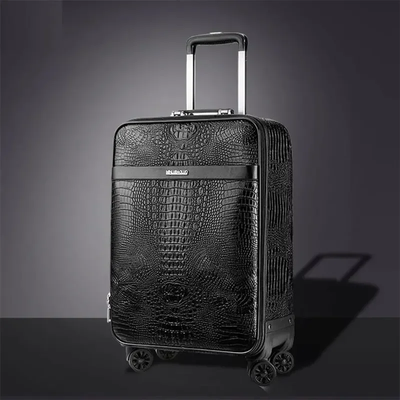 Suitcase New Alligator Print 20 Inch Horizontal Travel Boarding Bag 24 Inch Leather Box Men\'s Business Password Luggage