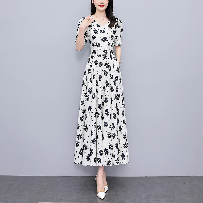 Summer Casual Boho White Holiday Long Dresses 2025 Elegant Bodycon Party Evening Midi Dress Women Vintage Print  Prom Night Robe