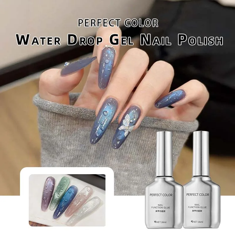 PERFECT COLOR 3D Wassertropfen-Nagelgel 16ml Klarer Regentropfen-Effekt Modellierender Überlack UV-LED-Härtung DIY Maniküre