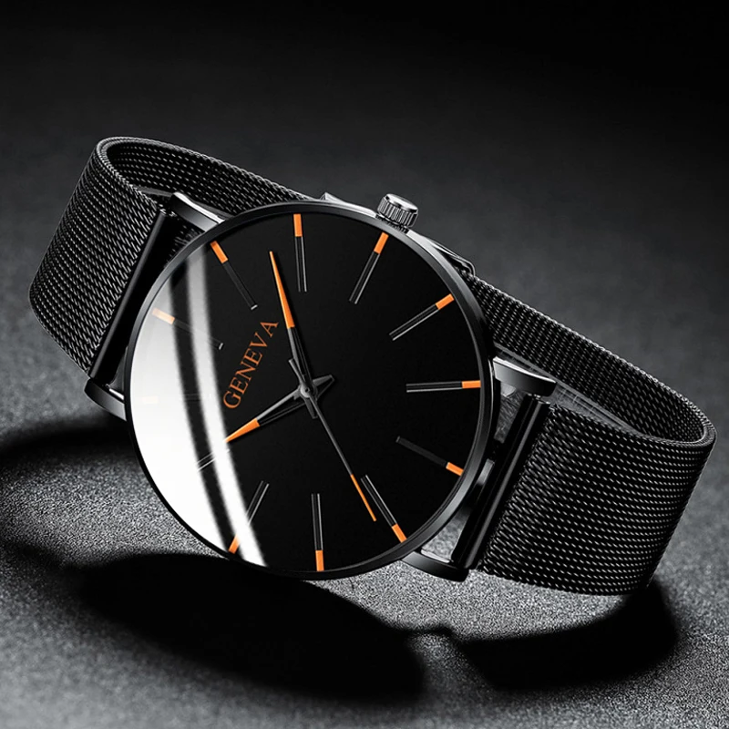 2023 minimalista moda uomo Ultra sottile orologi semplici uomini d'affari cintura in maglia di acciaio inossidabile orologio al quarzo relogio masculino
