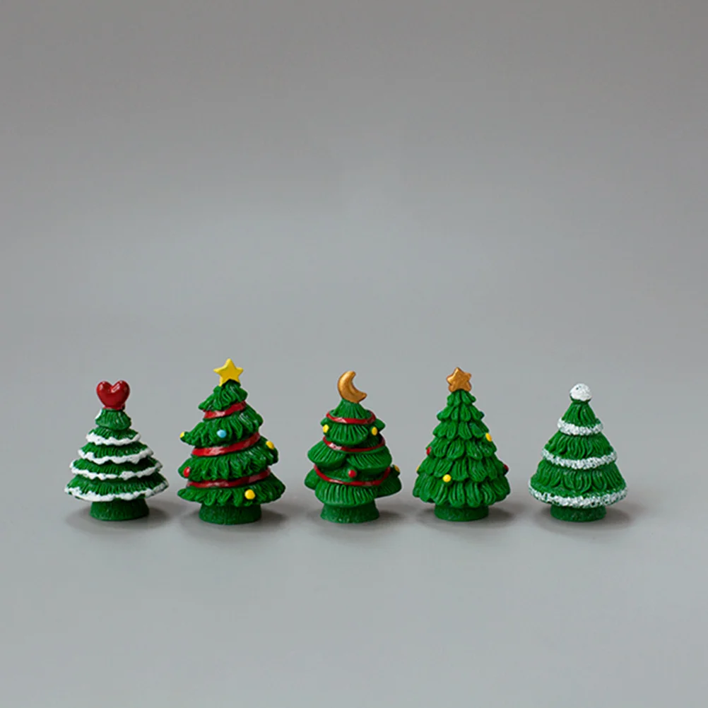 

8 Pcs Mini Pencil Christmas Tree Decoration Miniature Figurines Resin Landscape