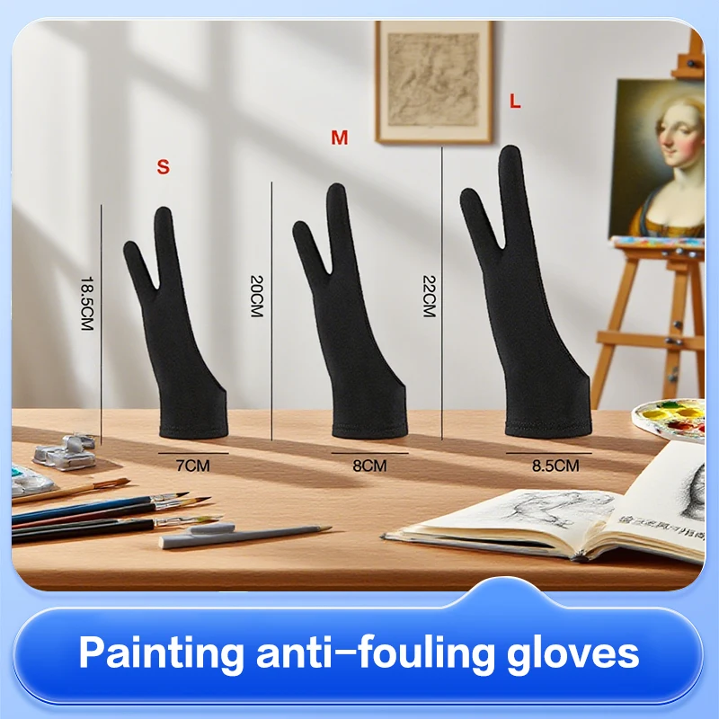 قفازات رسم يدوية مضادة لللمس بإصبعين للكمبيوتر اللوحي شاشة لوحة رقمية تعمل باللمس رسم مضاد للحشف مستلزمات فنية للرسم الزيتي