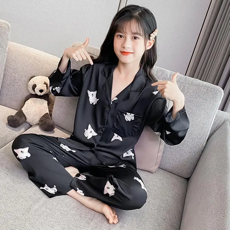 

Kawaii Girl Boy Fashion Pajama Set Sleeping Pants Student Spring Autumn Cartoon Casual Homewear 2-Piece Set Children's Clothing