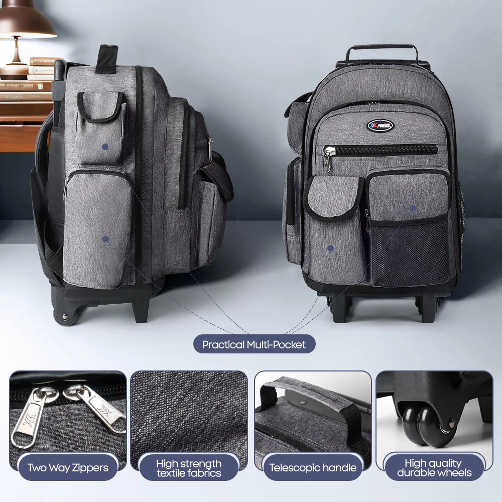 New York XPress 20 inch Travel Backpack With Wheels Hidden Pull Rod Carry On Luggage Weekend Travel Bag For Men Business Trip