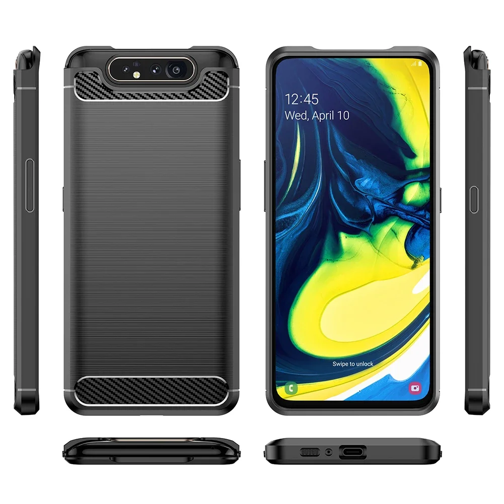 Carbon Case For Samsung Galaxy A90 A80 Silicone TPU Cover for Samsung Galaxy A20 A20S A30 A30S A40 A40S A50 A50S A70 Funda Capa