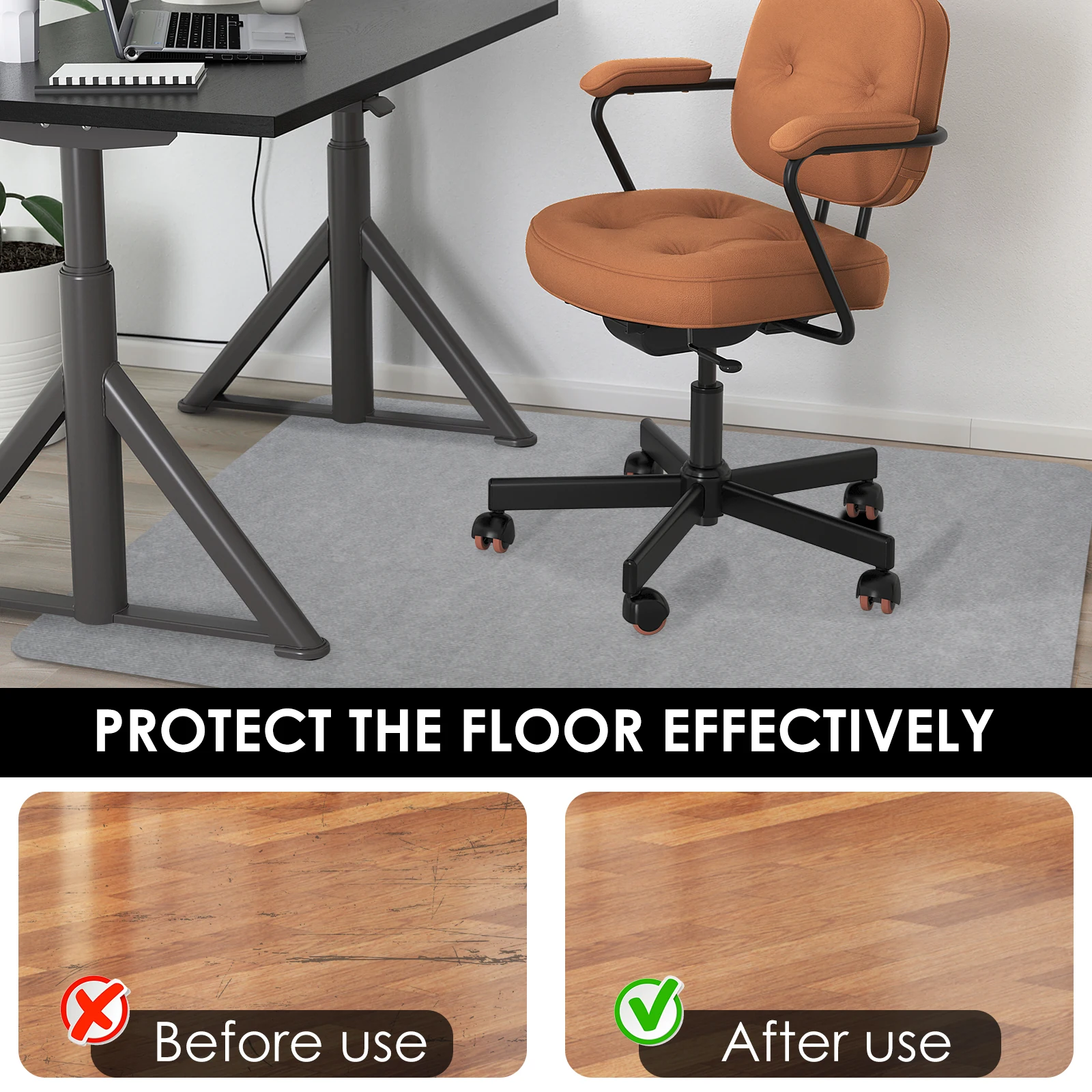 Desk Chair Mat Anti Slip Office Chair Mat Autohesion Easy Clean Protective Rolling Chair Mat Hardwood Tile Floor Protector