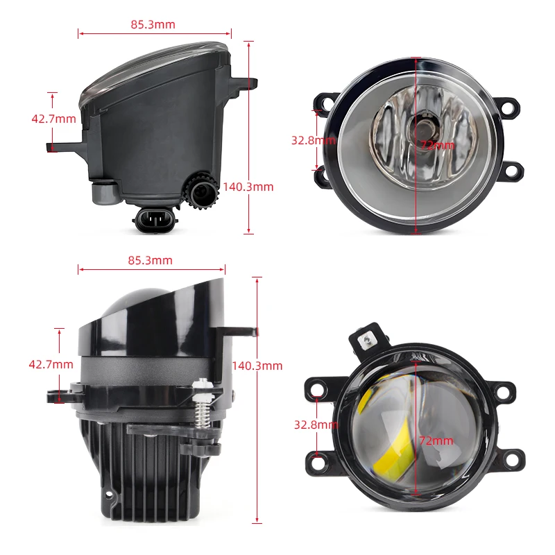 For Toyota Led Headlights FogLights 3.0 Inch Bi Led Projector Lens 3 Colors for Car Lighting Headlamp Fog Lamp H11 12V view 4