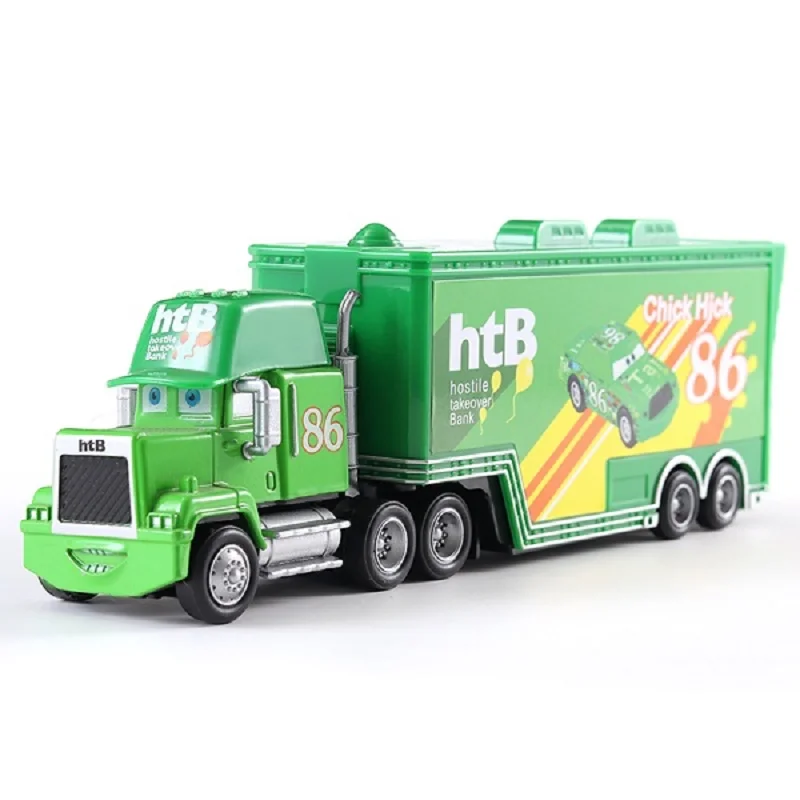 Disney Pixar Cars 2 3 Truck Toys Lightning McQueen Chick Hicks Uncle Mack Plastic Alloy Diecast Trailer Model Children Gift