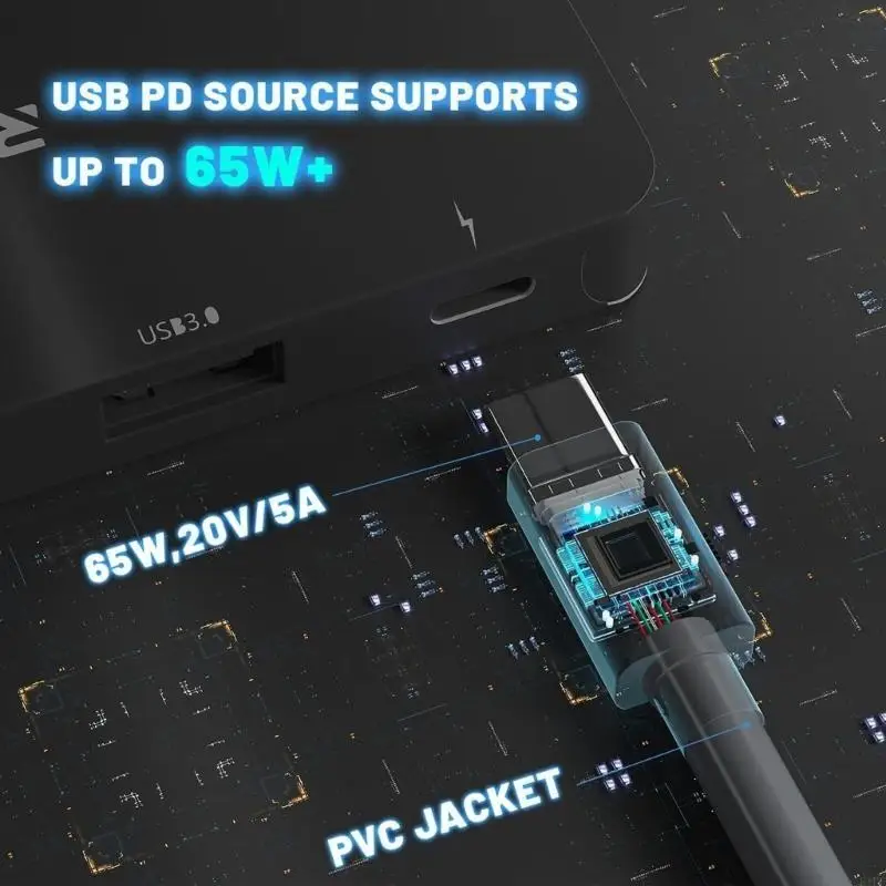 E1PF 3 في 1 كابل طاقة لطبق القمر الصناعي المصغر مع موصلات USB C و DC12V PVC
