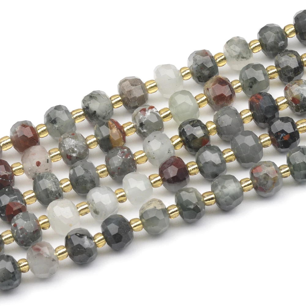 

Natural Faceted Rondelle African Bloodstone Amazonite American Picture JasperTiger Eye Afghan Jade DIY bracelet necklace making