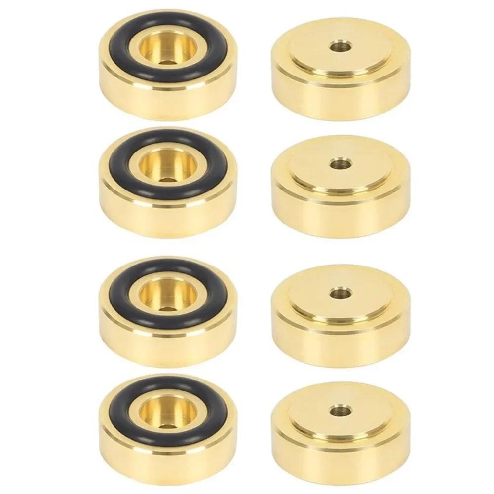 8 Brass Chopping Board Feet with Non-Slip Rubber Pads for Mounting on Kitchen Cutting Boards and Flat Tabletop Items